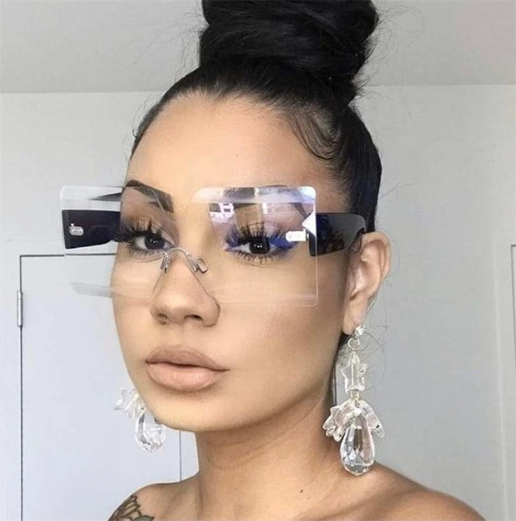 

Newest fashion ins style shades rimless square oversized women sunglasses, Colorful