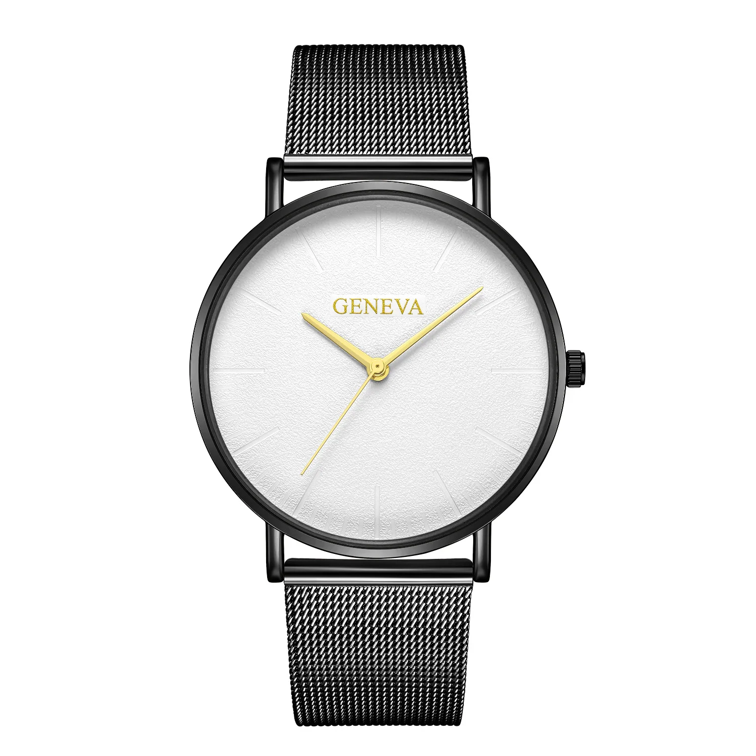 

Spot Geneva Men's Simple Fashion Men's Mesh Strap Quartz Watch, As picture