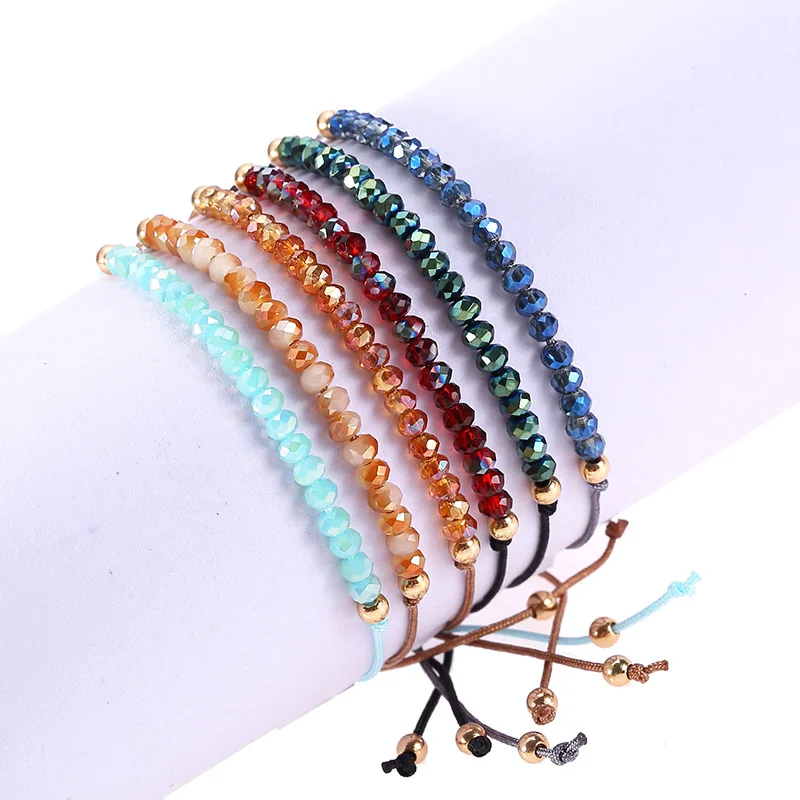

new arrival Lucky Colorful Crystal Adjustable Strand Macrame Beaded Bracelet