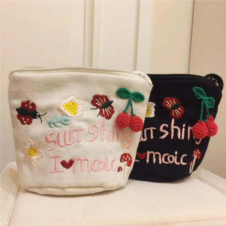 

Kids Pearl Crossbody Bag Precision embroidered canvas bags Cartoon print Purse