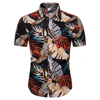 

New Factory Explosive Men's Summer Casual hawaiian shirts for men wholesale shirts for men Floral Leaf printing Short Sleeve