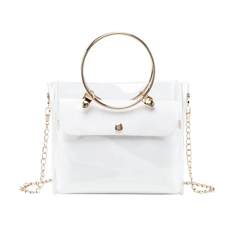 

Fashion Lady Shoulders Bags Women PVC Jelly Package Female Chain Transparent Handbag Shopping Purse Messenger Bag