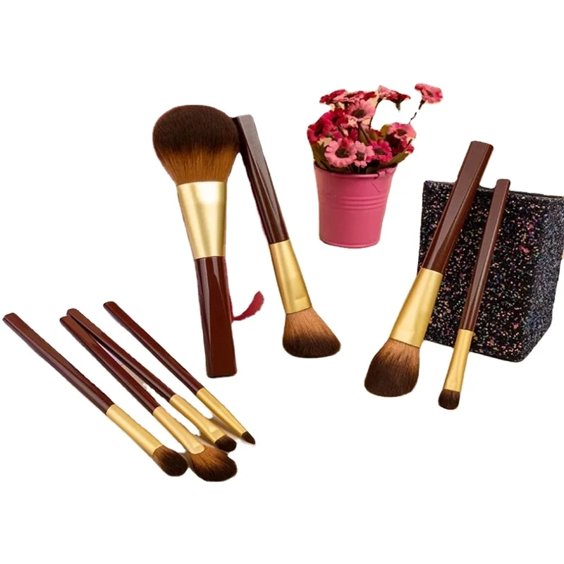 

8 Pcs wholesale Cocoa Series unique high end kabuki makeup brushes private label professional natural hair Face Eye Brush, Brown