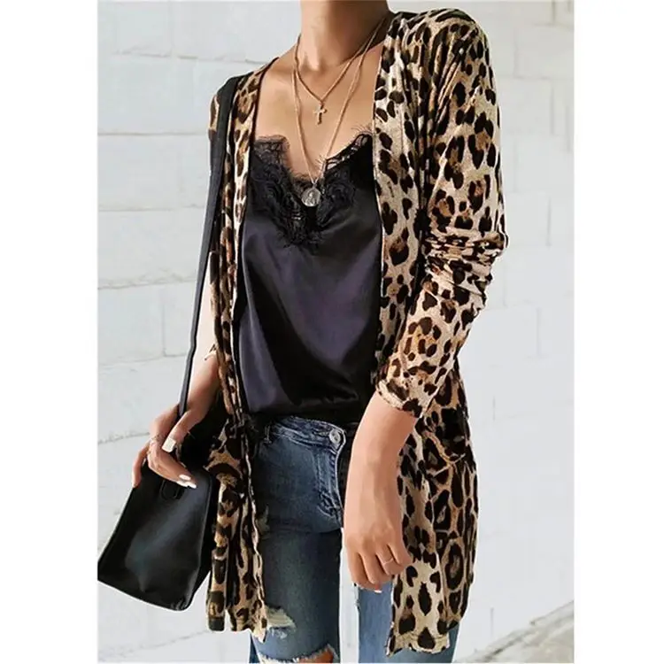 

2021 New Arrivals Trendy Women Clothing Women Coats Leopard Print Cardigan Coats Ladies Women Jacket Coats