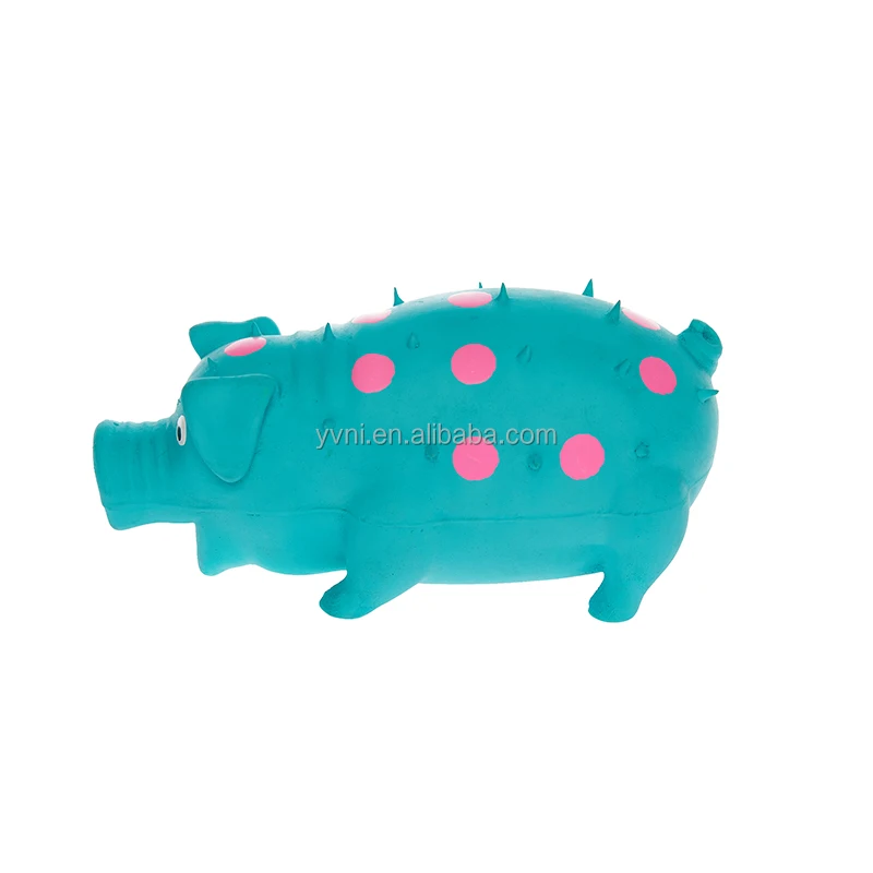 

High Quality Interactive Durable Rubber Dog Chew Toy Grunting Pig Sound Play Durable Rubber Chew Squeaky Dog Toy, Cyan