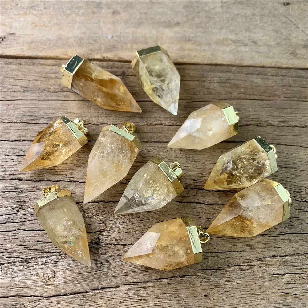 

LS-A2808 new arrival natural raw citrine pendant charm,hot point gemstone high quality plating necklace pendant accessory, Multi