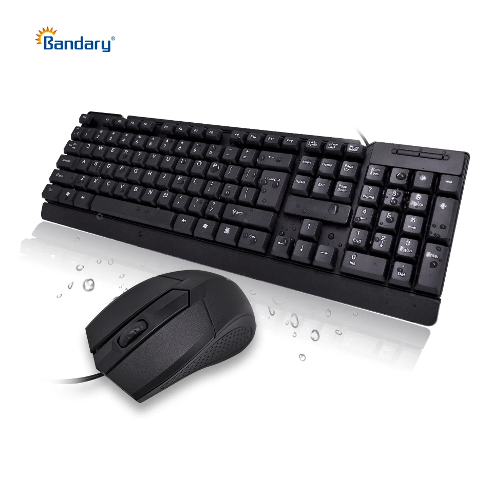 

low price high cost effective full size 104 keys usb wired office keyboard and mouse combo, Black