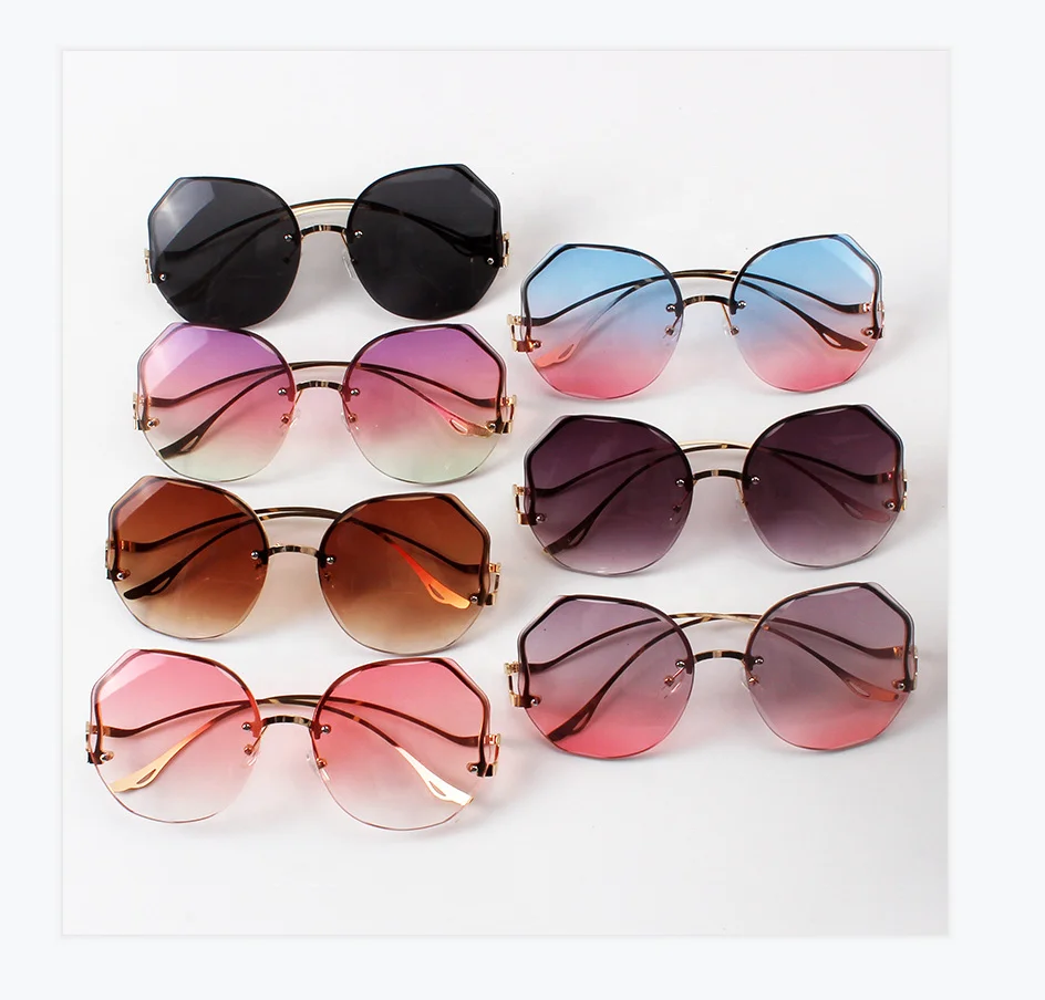 

Woman Sun Glasses Sunglasses The New Frameless Trimming Irregular Colorful Sunshade Sunglass Case Metal Eye Glasses Sunglasses