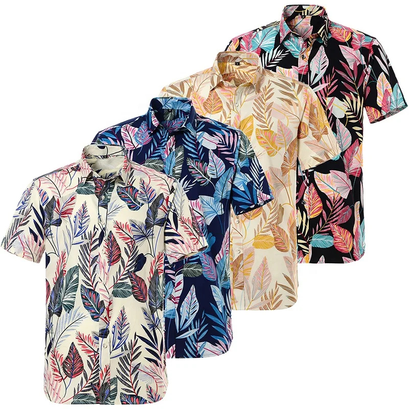 

Custom casual 100% cotton short sleeve chemise homme printed floral shirts for men, Custom color