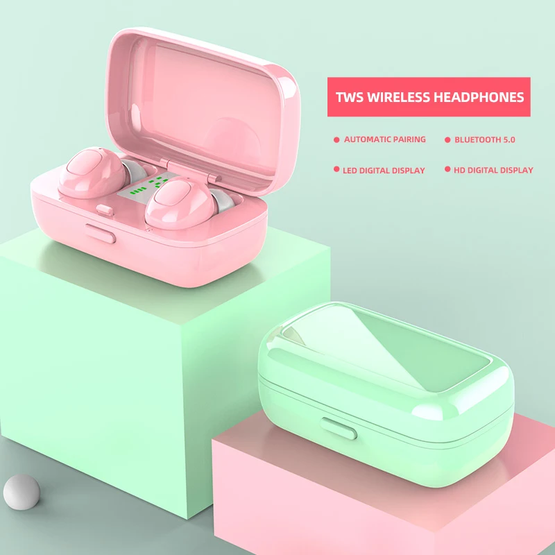 

XG21 tws Bt 5.0 twins colors earphone Earbuds with microphone Digital display