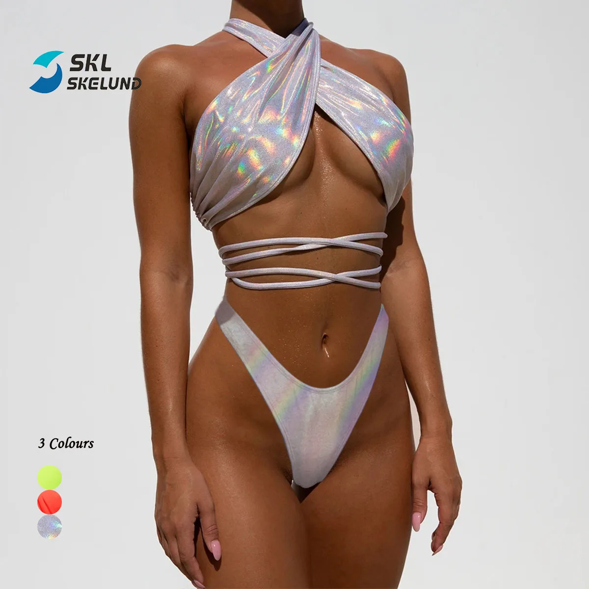 

2021 Bikinis Women Sexy Swimwear Designer Two Piece Silver Sparkling Bikini set