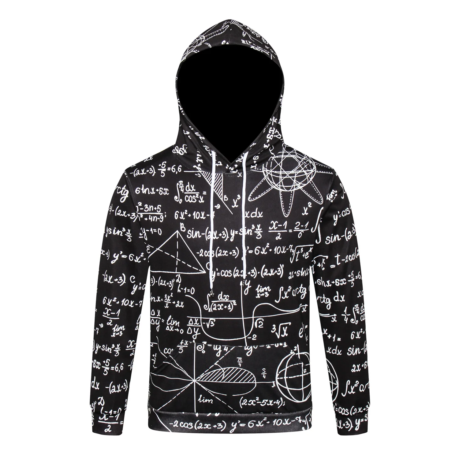 

New spring/Fall 3D long-sleeved hoodie mathematical formula printed couples wear urban fashion