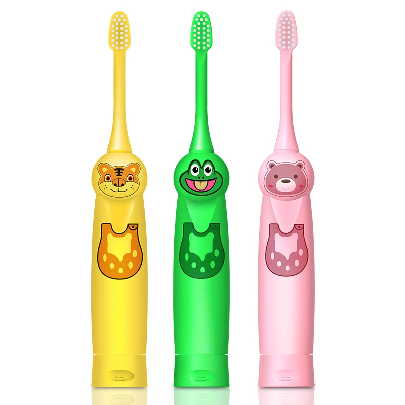 

Kids Electric Toothbrush Battery Powered Cartoon Pattern Sonic Toothbrush, Yellow, pink, green
