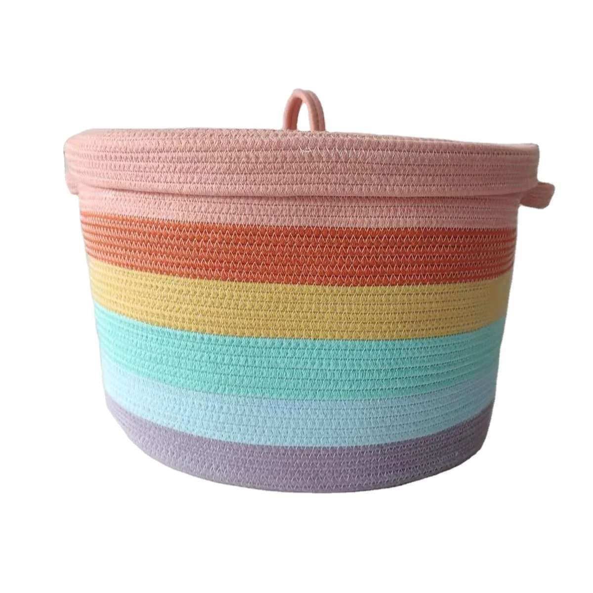 

China factory direct big capacity 100% cotton rope storage basket home storage organizer with handles, Customized color