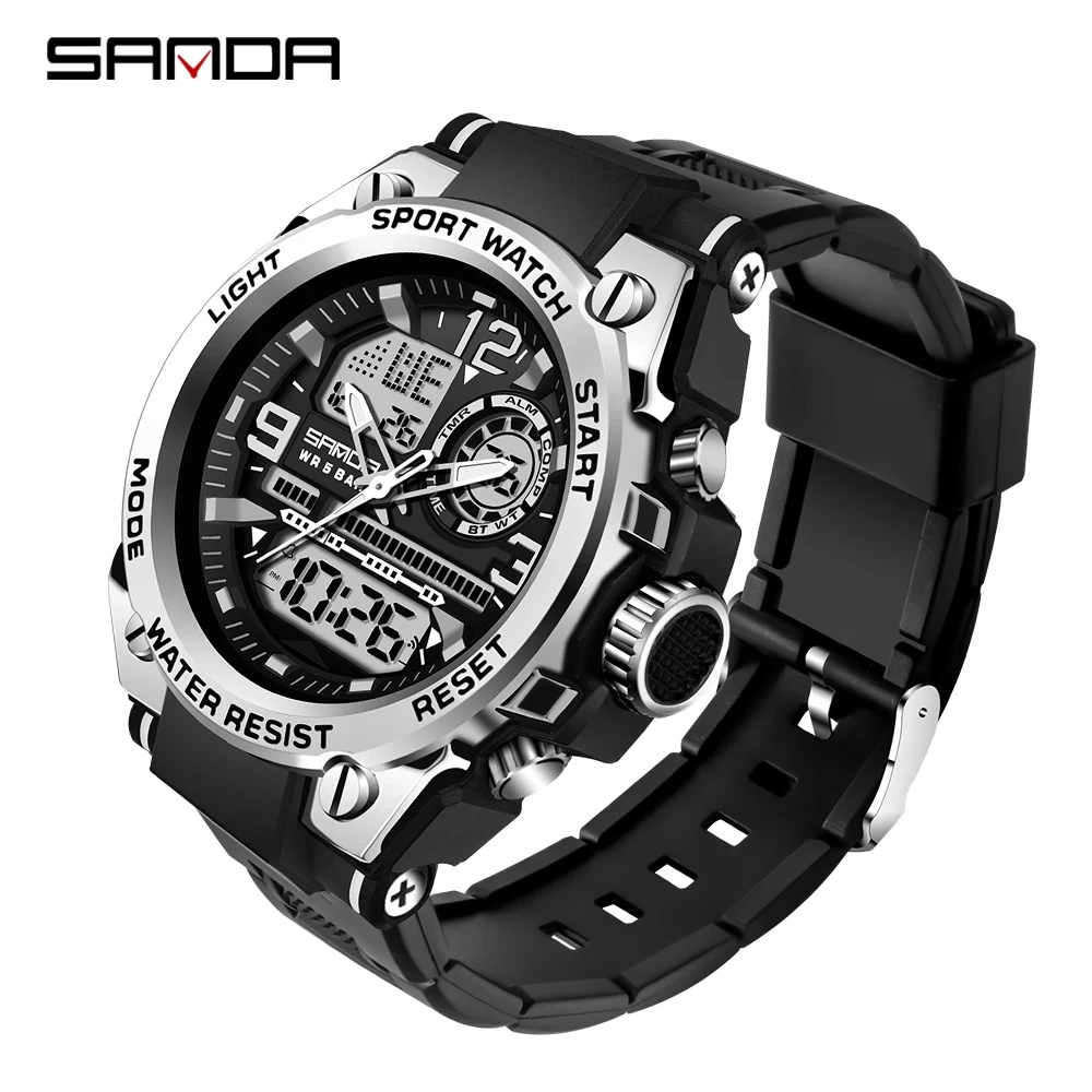 

SANDA 2021 Top Brand Men's Watches 5ATM Waterproof Sport Military Wristwatch Quartz Watch for Men Clock Relogio Masculino 6024