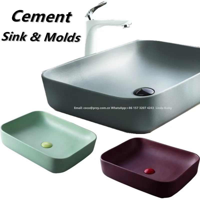 

Concrete sink rectangle silicone molds DIY handmade cement Basin round sinks Mold Resin