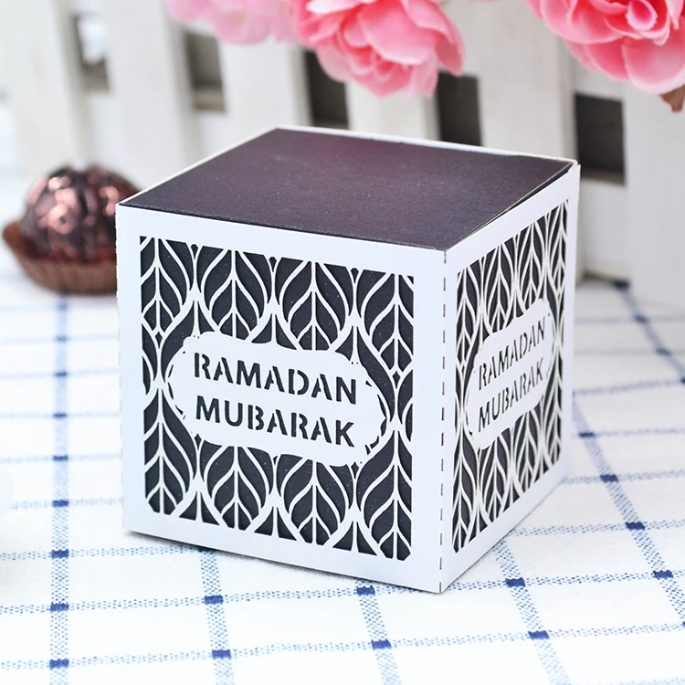 Cubic shaped laser cut ramadan mubarak ramadan kareem gift box