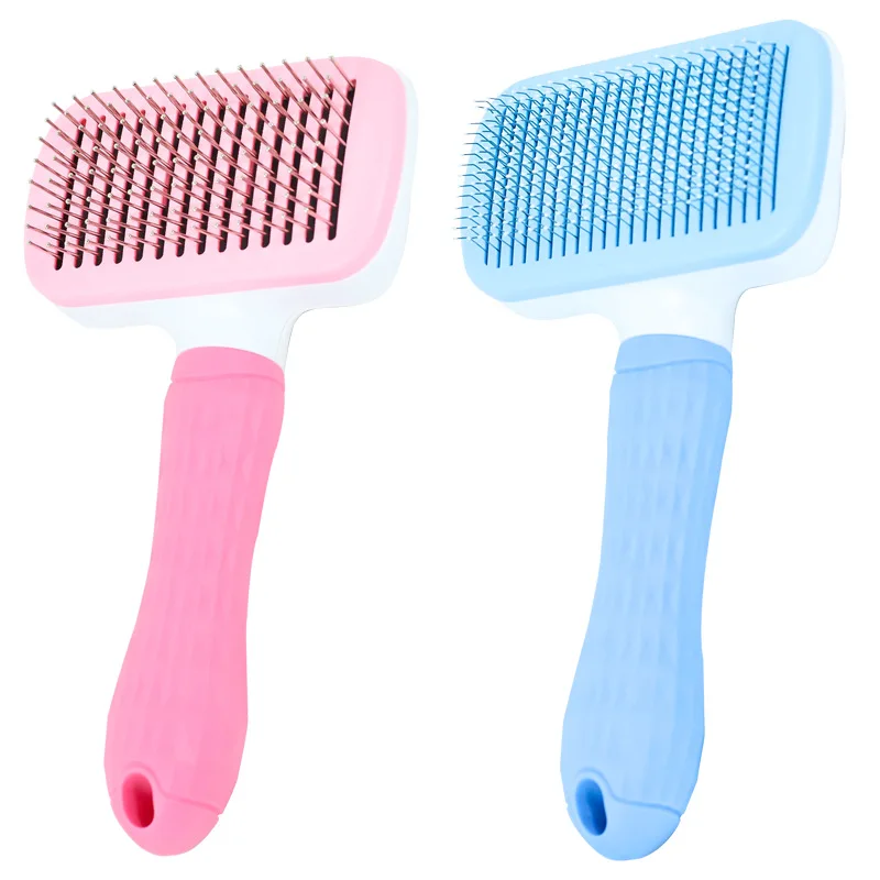 

Removes Tangled Hair Dogs cats Pet Grooming Tool Self Cleaning Slicker Brush Self Cleaning Pet Hair Remover Comb Pet Supplies, Blue