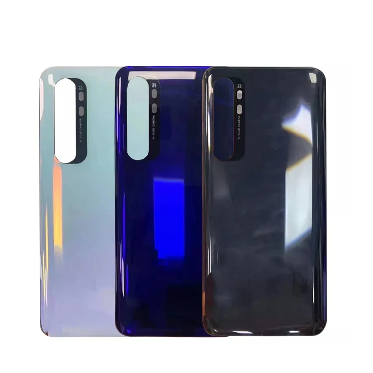 

For Xiaomi Note 10 Lite Battery Back Cover Door Rear Glass Back Housing Replacement, Black white, blue