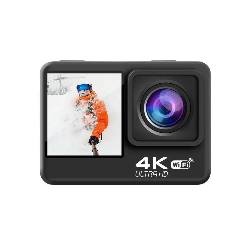 

170 degree dual screen action camera with accessories and battery 4K Multi-language waterproof WiFi Sports camera