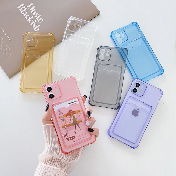 

Precision Hole Camera Protection Phone Case Clear Credit Card Wallet TPU Phone Cover Case For iPhone 13 Pro 12 8 Samsung Xiaomi