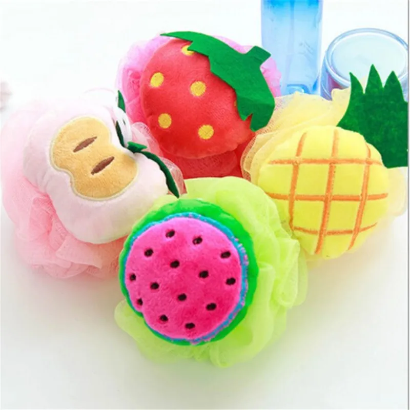 

Cute Fruit Shaped Kids Shower Ball Mesh Loofahs & Body Sponges