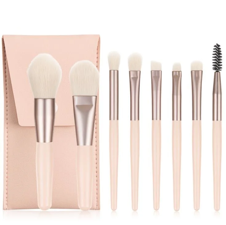 

Private label 8 pcs vegan synthetic hair mini makeup brush set with case