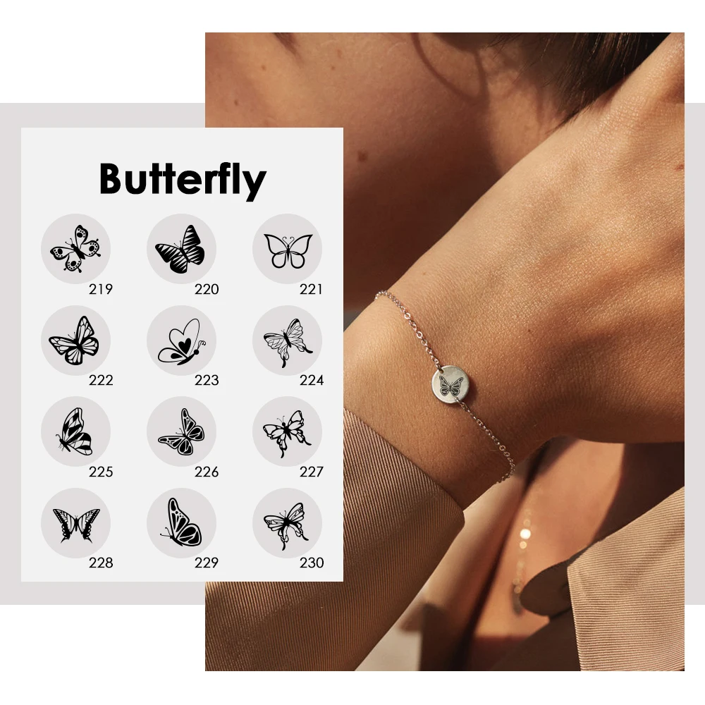 

Fashion Stainless Steel Jewlery Rose Pendant Fashion Butterfly bracelet Personalized Customize jewelry