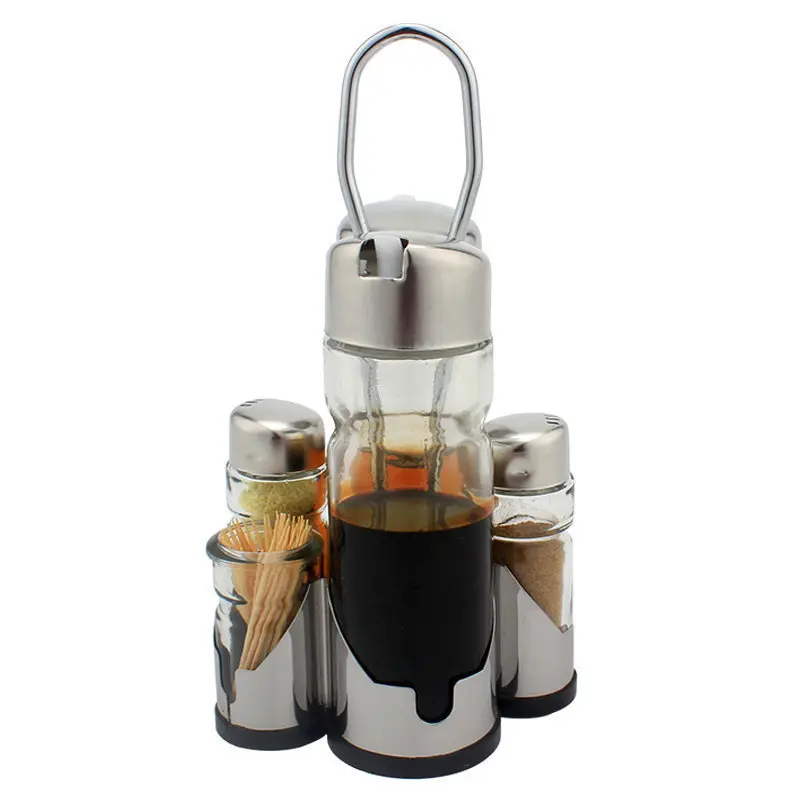 

T250 Household Salt Shaker Seasoning Bottle Set Kitchen Seasoning Pot Castor Stainless Steel Salt Pepper Shaker