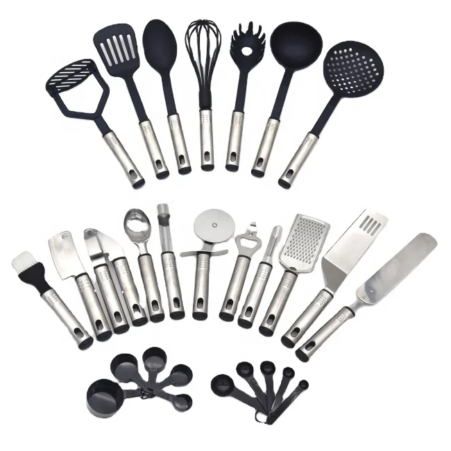 

RTS Kitchen Gadgets Cooking Tool Nylon Utensil Stainless Steel Kitchen Accessories Sets, Customized