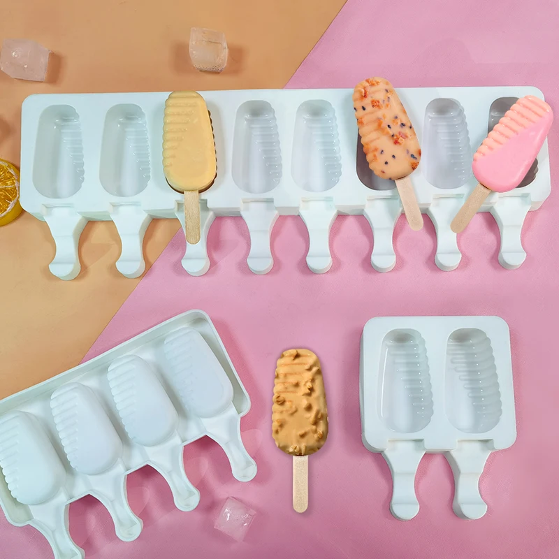 

DUMO Food Grade 4 Cavities 8 Cavities Ice Cream Mold DIY Ice Cream Making Tool Silicone Popsicle Mold