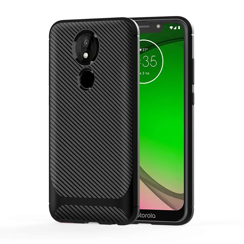 

For Moto G7 Play Case,Slim Carbon Fiber Rubber Cell Phone Covers Case For Motorola Moto G7 Play Capas Para Celular Atacado, Black, blue, green, red