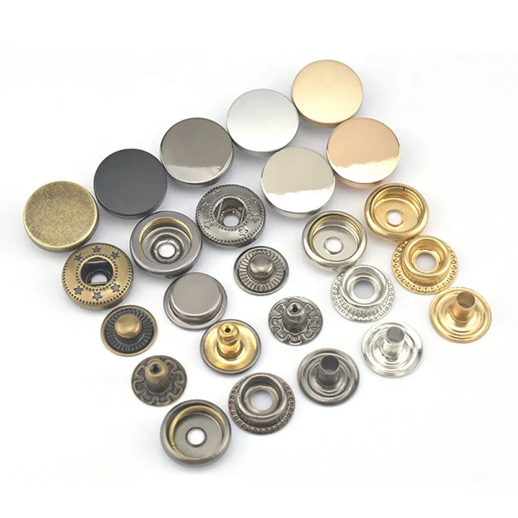 OEM decorative accessories logo design round press shirt bag cloth jeans brass Zinc alloy custom metal snap buttons for clothes
