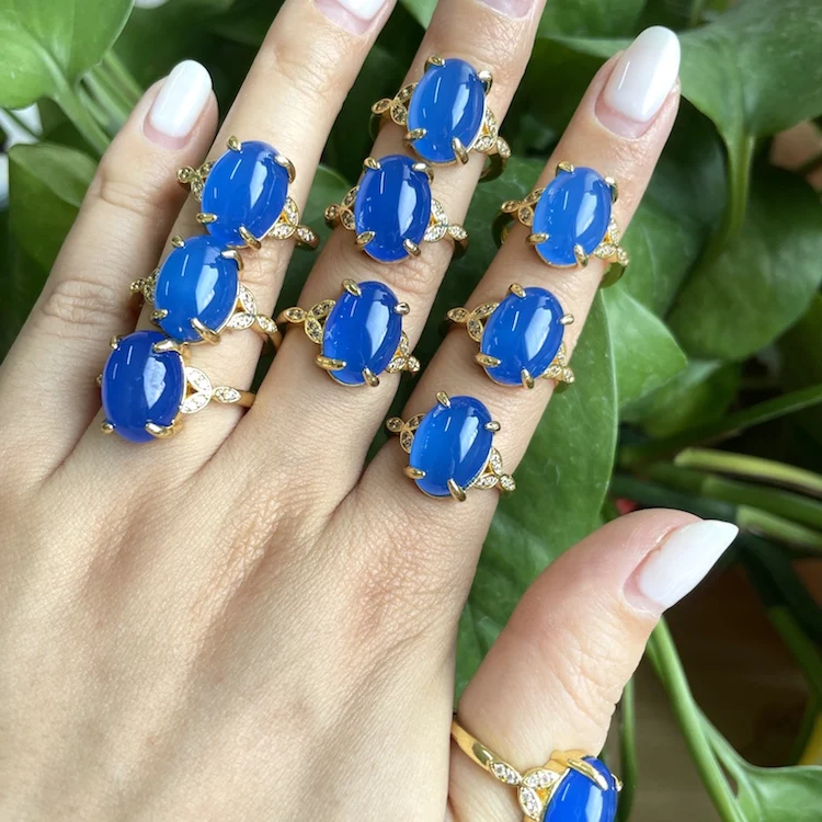 

2021jialin jewelry wholesale fashion blue stone ring gemstone blue ring jewelry