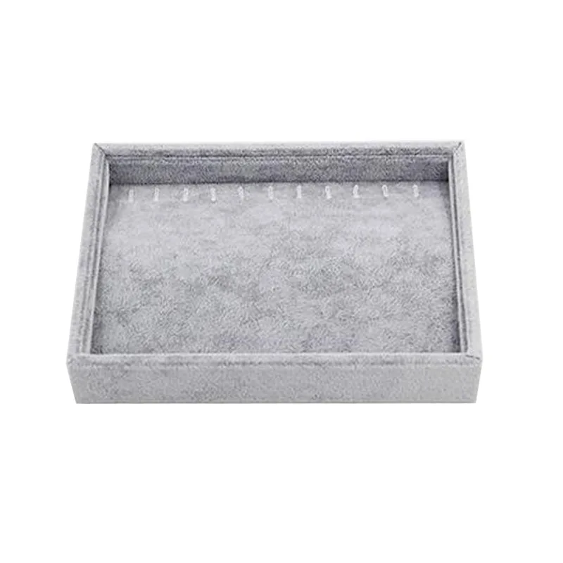 

Customized wholesale fully wrapped ice gray velvet necklace gift box, Grey