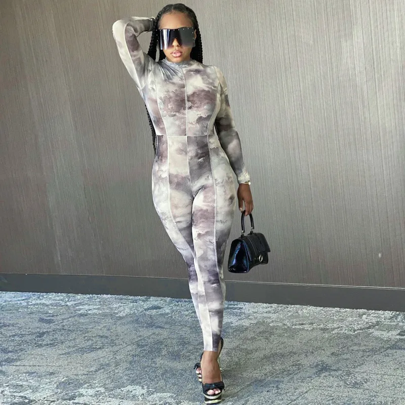 

2020 new arrivals design women simple full length casual printed jumpsuit for ladies