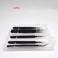 

Wholesale Cheap Stainless Steel Plastic 6 Pairs Private Label Lash Eyelash Extension Tweezers