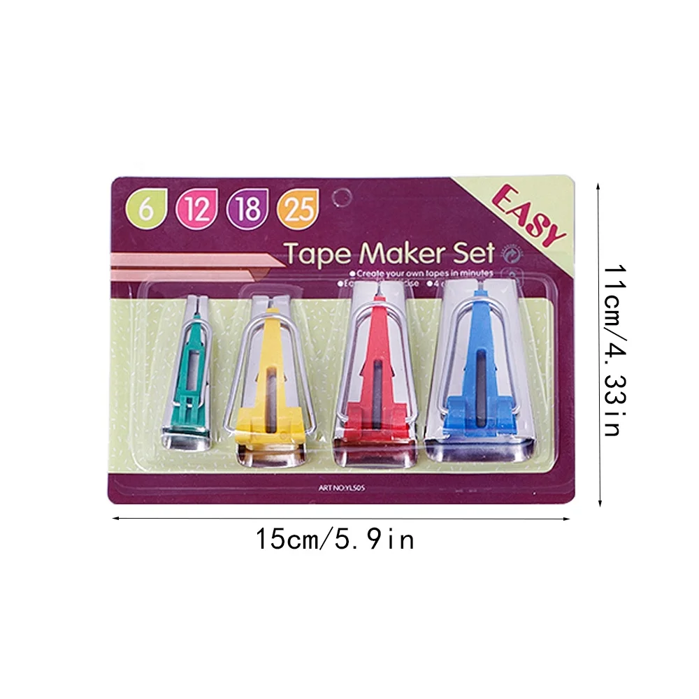 
RTS 6-25mm 4PCS/SET Sewing Tool Quilting Fabric Bias Tape Maker Binder Set 