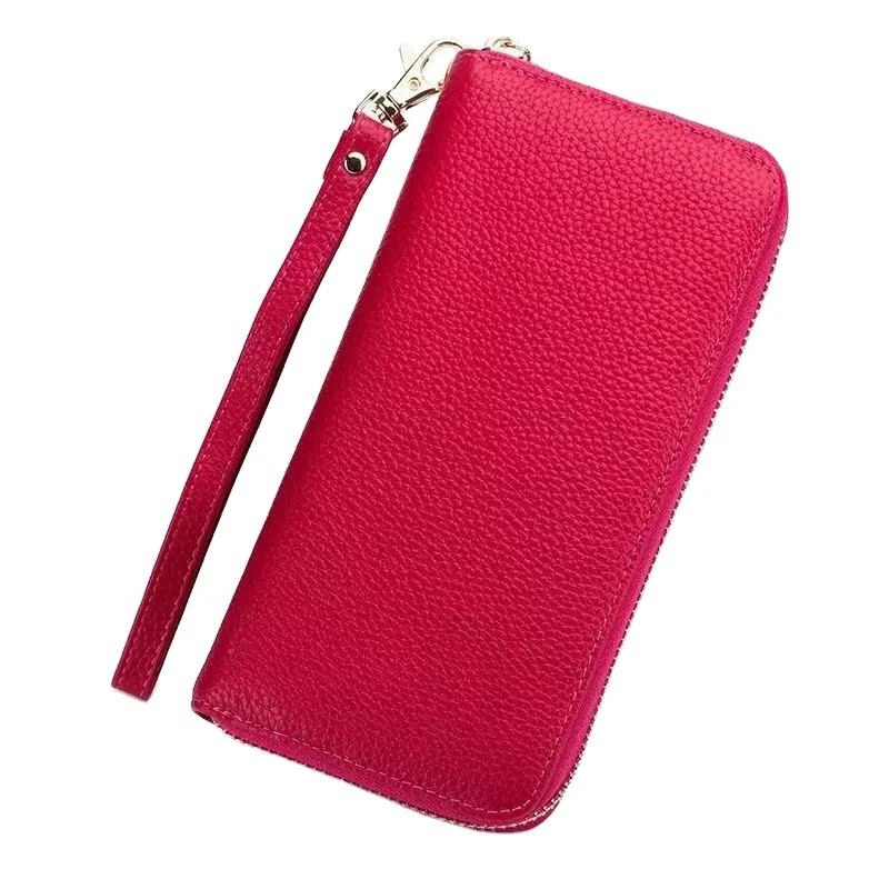 

B915-10 2021 Saffiano Genuine Fashion Custom Black Long Zipper Purses Leather Wallet Women