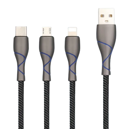 

5V/3A 9V/2A Fast Charging And Data Transmission Cable USB 3 in 1 USB Data Cable Micro USB Type C Charger Cable