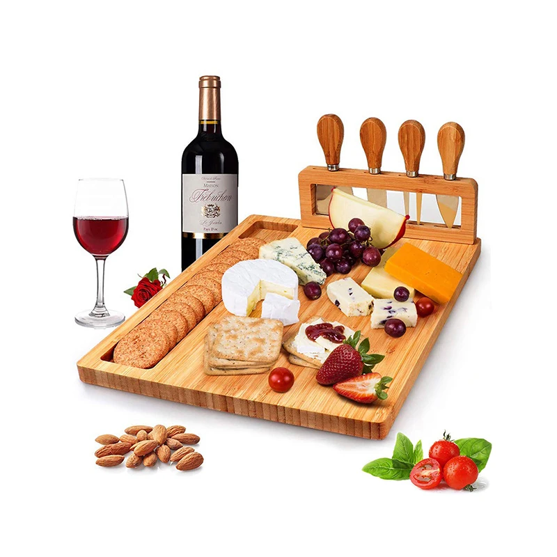 

Hot Sale Bamboo Slate Cheese Board Set For Restaurant
