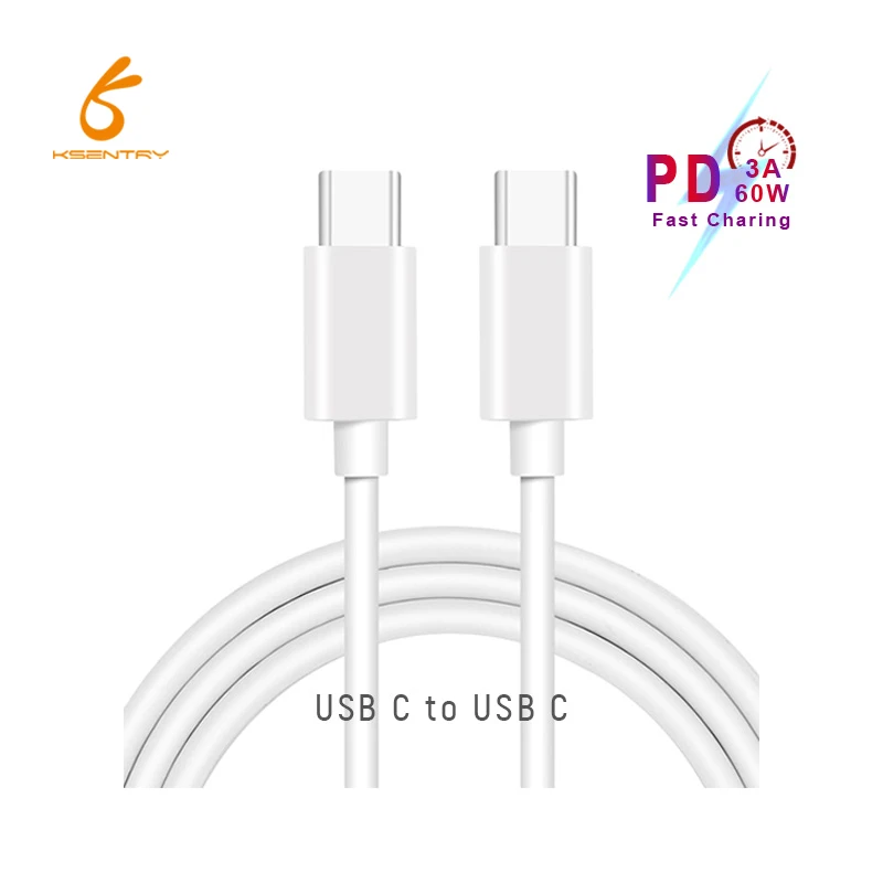

1m TPE PD 60W 100W type c to type c fast Charging Cable, White/black/oem