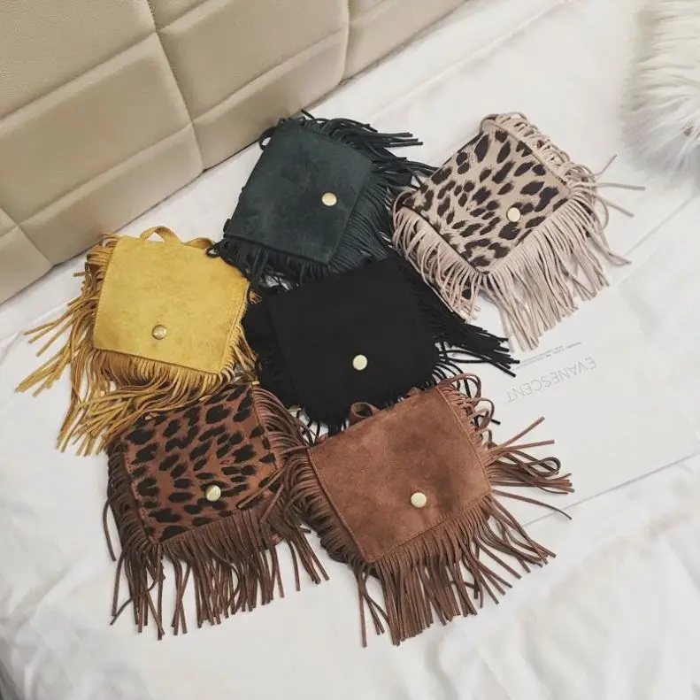 

2022 China Hot Sale Cute Baby Girls Wholesale Girl Leopard Tassel Baby Kid Purses From China, Multiple colors