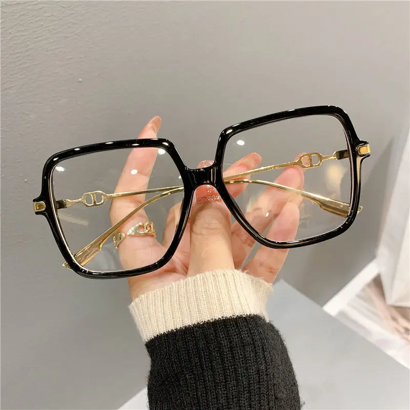 

336 2023 New Fashion Anti Blue Light Blocking Glasses Women Men Metal Optical Frame Oversized Square Eyeglasses Frames