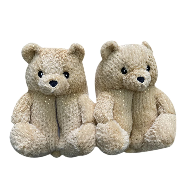 

House Bedroom Wholesale Soft Plush Bear Shoes Furry Fluffy Slipper  Fits All Bulk Teddy Bear Fur Slippers Plush