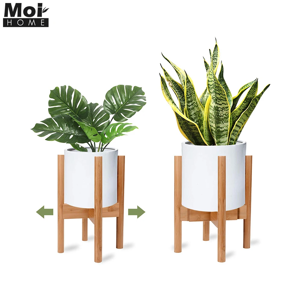 Popular Classic Natural extendable adjustable wood bamboo plant flower pot stand