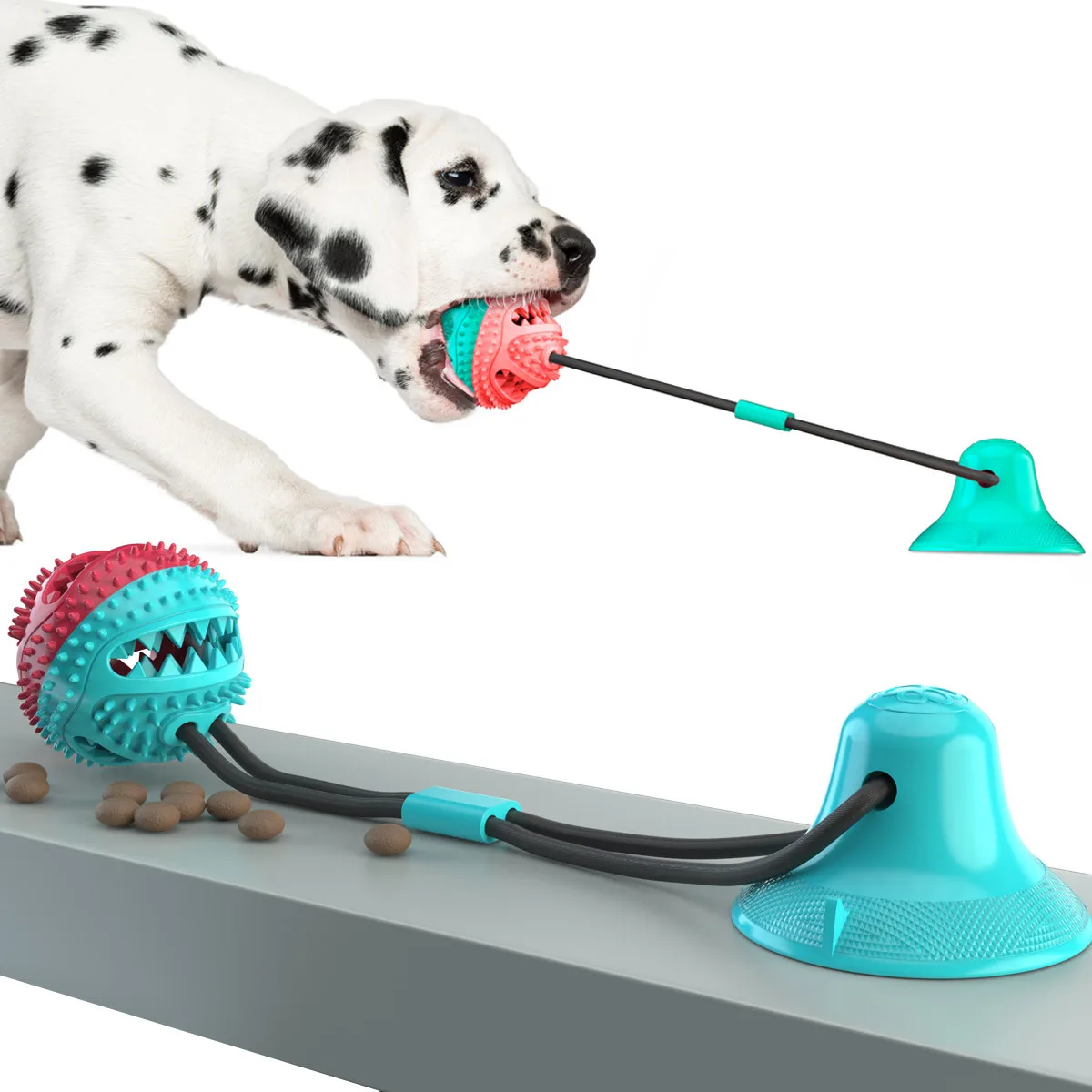 

2021 Pet Molar Bite Toy Dog Rope Ball with Suction Cup,Teeth Cleaning Dog Chew Toy,Rope Food Dispensing Dog Ball Toys, Picture