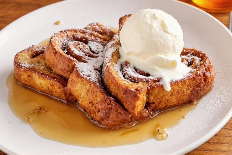 thick slices of brioche bread arranged on cutting board with cinnamon and sugar mixture nearby for cinnamon roll french toast preparation