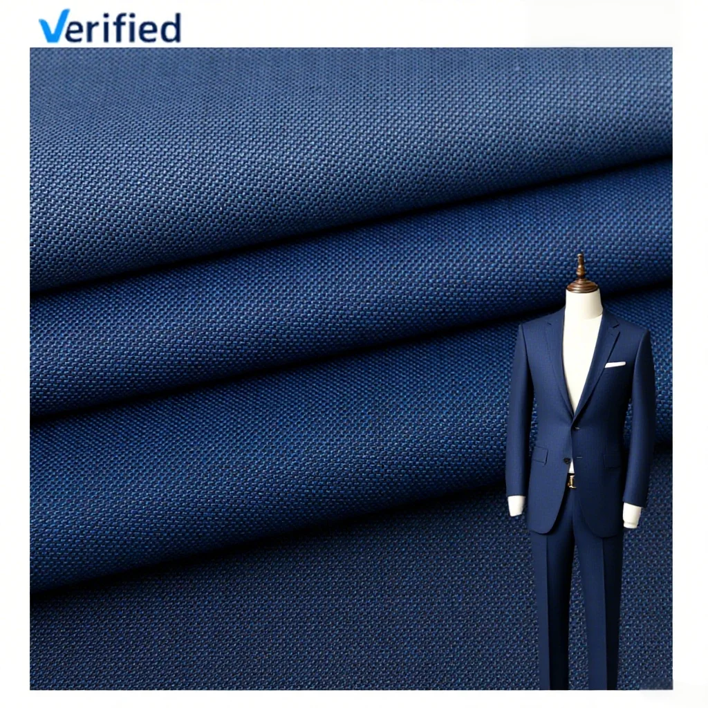 Hot Sale 50%W 50%P Italian Suit Fabric Worsted Merino Wool/Polyester Fabric for Men's Suits Garments Twill