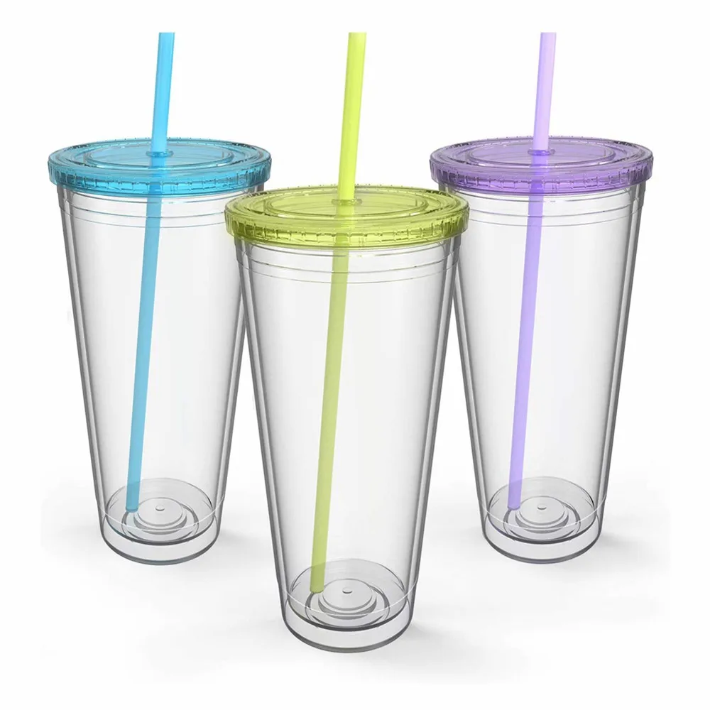 Wholesale 16oz Double Wall Clear Plastic Acrylic Skinny Tumblers With